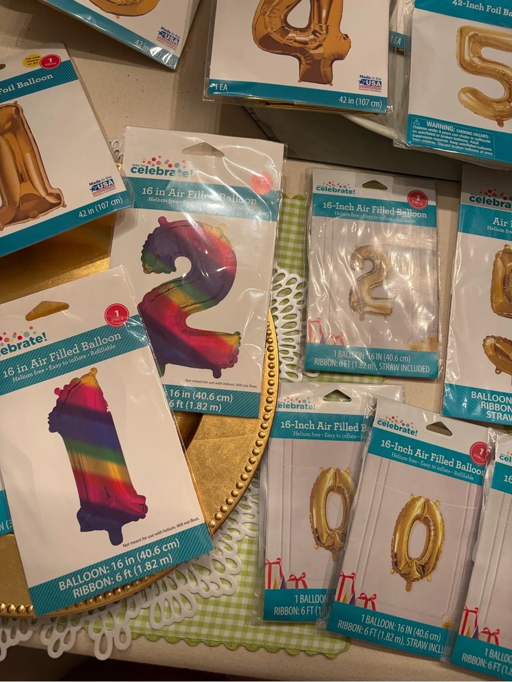 Small, Large & XL foil balloon numbers gold festive festival party disco 22